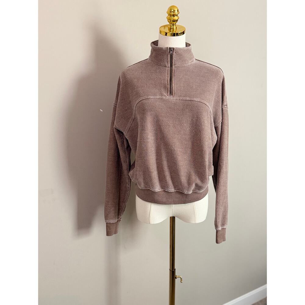 Thread + Supply Women’s Cropped Half Zip | Chocolate Heather